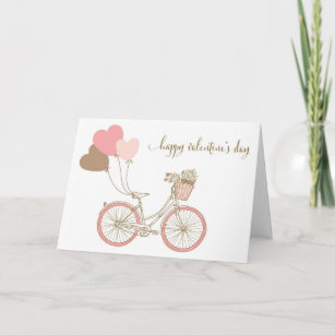 ピンクの自転車とバルーンのバレンタインデーのカード シーズンカード