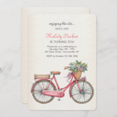 ピンクの自転車の招待状 招待状 (正面/裏面)