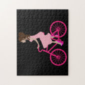 ピンクの自転車ジグソーパズルの女の子 ジグソーパズル (縦)