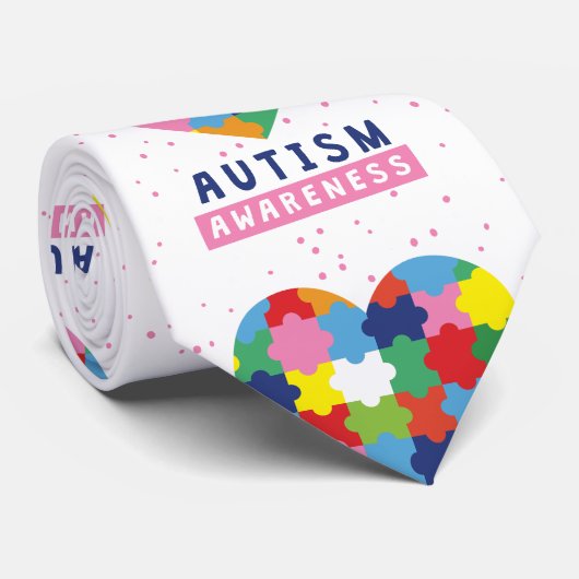 ピンクの自閉意識メンズネックタイ ネクタイ (ロール)