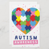 ピンクの自閉症の意識 便箋 (正面/裏面)