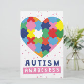 ピンクの自閉症の意識 便箋 (スタンド正面)