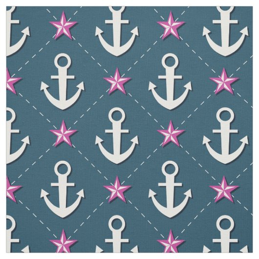 ピンクの航海のないかりの生地 ファブリック (見本)