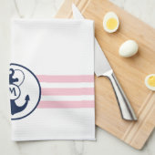 ピンクの航海のないかり キッチンタオル (四つ折り)