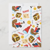 ピンクの船と宝物のパーティー　海賊の招待状 招待状 (裏面)