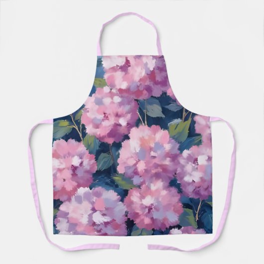ピンクの色あいのアジサイの花 エプロン (正面)