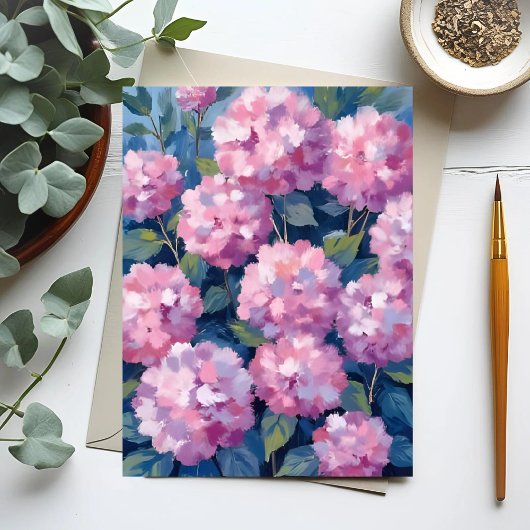 ピンクの色あいのアジサイの花 ポストカード