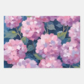 ピンクの色あいのアジサイの花 ラッピングペーパーシート (正面3)