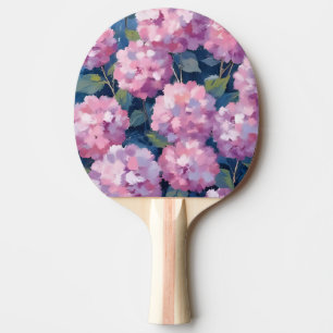 ピンクの色あせたアジサイの花 卓球ラケット