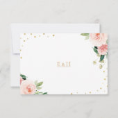 ピンクの色あせた金色の牡丹の花の結婚式RSVPカード 出欠カード (裏面)