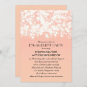 ピンクの色のストリングライト 結婚する前のパーティー 招待状 (正面/裏面)