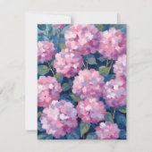 ピンクの色合いが可愛いアジサイの花の水彩カード (正面)
