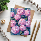 ピンクの色合いが可愛いアジサイの花の水彩カード