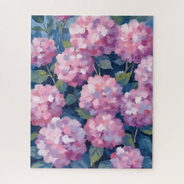 ピンクの色合いが可愛いアジサイの花の水彩画 ジグソーパズル