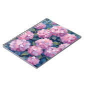 ピンクの色合いが可愛いアジサイの花の水彩画 ノートブック (左側)