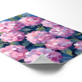 ピンクの色合いが可愛いアジサイの花の水彩画 ポスター (角)