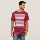 ピンクの色調のストライプ柄 Tシャツ (正面フル)