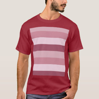 ピンクの色調のストライプ柄 Tシャツ