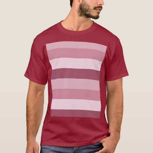ピンクの色調のストライプ柄 Tシャツ (正面)