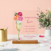 ピンクの芍薬が鮮やかに咲き乱れるミモザバーのシャワー アクリルサイン (ウェディング)