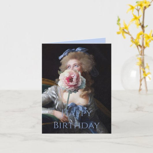 ピンクの芍薬で上品なお誕生日おめでとう カード (黄色い花)