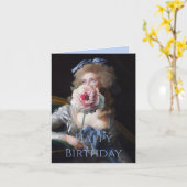 ピンクの芍薬とともに恥ずかしそうに ハッピーバースデー カード (黄色い花)