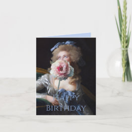 ピンクの芍薬とともに恥ずかしそうに ハッピーバースデー カード