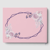 ピンクの芍薬とパープルの幾何学フレームのウェディング ゲストブック (裏面)
