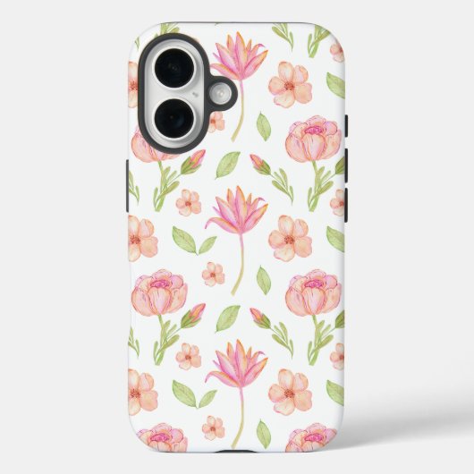 ピンクの芍薬とユリのエレガントな花柄 Case-Mate iPhoneケース (裏面)
