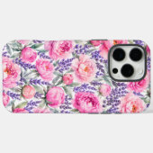 ピンクの芍薬とラベンダーの水彩フラワーパターン Case-Mate iPhoneケース (裏面 (横))
