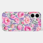ピンクの芍薬とラベンダーの水彩花柄 Case-Mate iPhoneケース (裏面 (横))