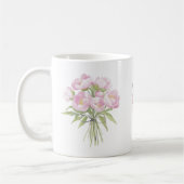 ピンクの芍薬とリボンの陶器マグカップ コーヒーマグカップ (左)