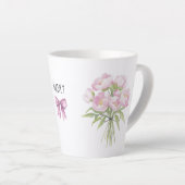 ピンクの芍薬とリボンの陶器マグ カフェラテマグ (右アングル)