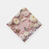 ピンクの芍薬と蝶々 スタンダードランチョンナプキン (角)