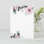 ピンクの芍薬と青い蝶の招待状 招待状 (スタンド正面)