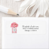 ピンクの芍薬と香水の花を纏った花嫁のアドレス ラベル (インサイチュ)