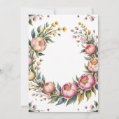 ピンクの芍薬と黄色の花のブライダルシャワー 招待状 (裏面)