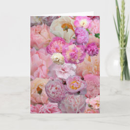 ピンクの芍薬のコラージュ カード