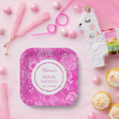 ピンクの芍薬のトワル ブライダルシャワー ペーパープレート (パーティー)