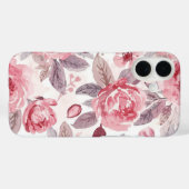 ピンクの芍薬のバラの水彩花柄ガーデン Case-Mate iPhoneケース (裏面 (横))