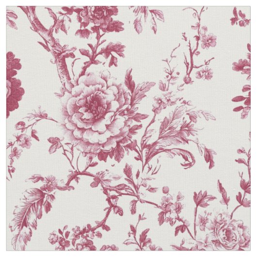 ピンクの芍薬のフラワートワール柄 ファブリック (クローズアップ)