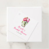 ピンクの芍薬のメイソンジャー ブライダルシャワー フェイバータグ (インサイチュ)