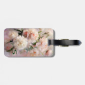 ピンクの芍薬のモノグラム名入りカスタム ラゲッジタグ (裏面横)