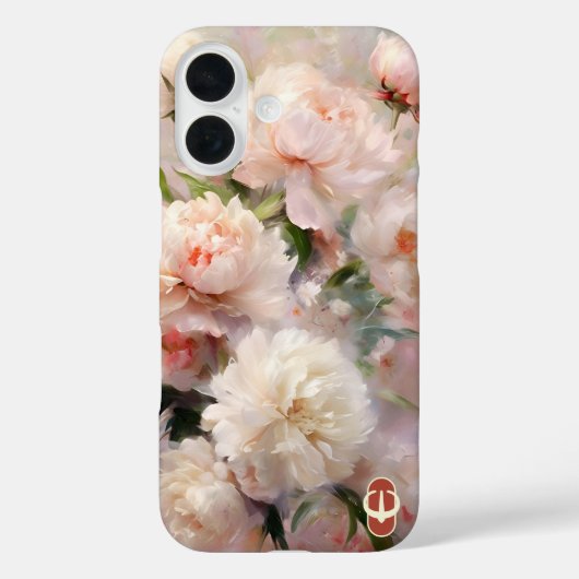 ピンクの芍薬のモノグラム 名前入り Case-Mate iPhoneケース (裏面)