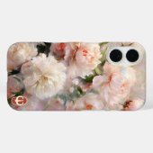 ピンクの芍薬のモノグラム 名前入り Case-Mate iPhoneケース (裏面 (横))