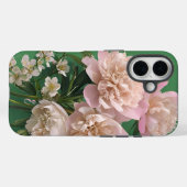 ピンクの芍薬のモノグラム 名前入り Case-Mate iPhoneケース (裏面 (横))