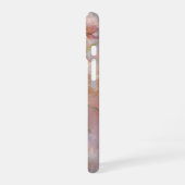 ピンクの芍薬のモノグラム 名前入り iPhone 16ケース (左側面)