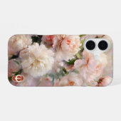 ピンクの芍薬のモノグラム 名前入り iPhone 16ケース (裏面横)