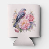 ピンクの芍薬の上の小鳥 缶クーラー (裏面)