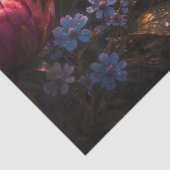 ピンクの芍薬の春の庭に止まる青い蝶 薄葉紙 (詳細)